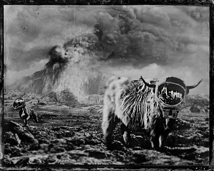 La conquête de l'espace - Terraformation de Vénus - ferrotype 9x12 cm - Collection privée