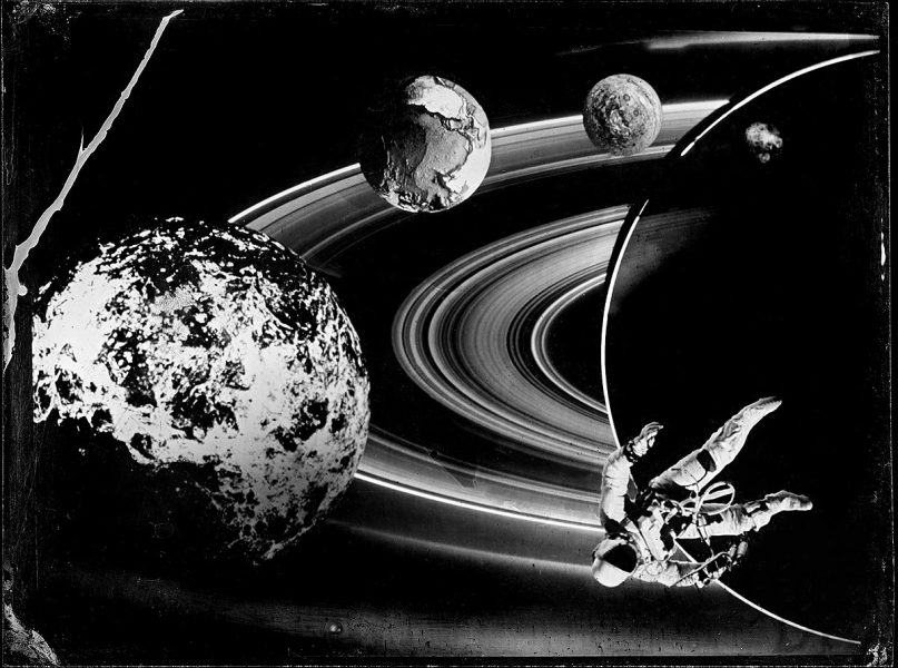 La conquête de l'espace - Mondes perdus Ambrotype - 20 x 25 cm - Collection privée